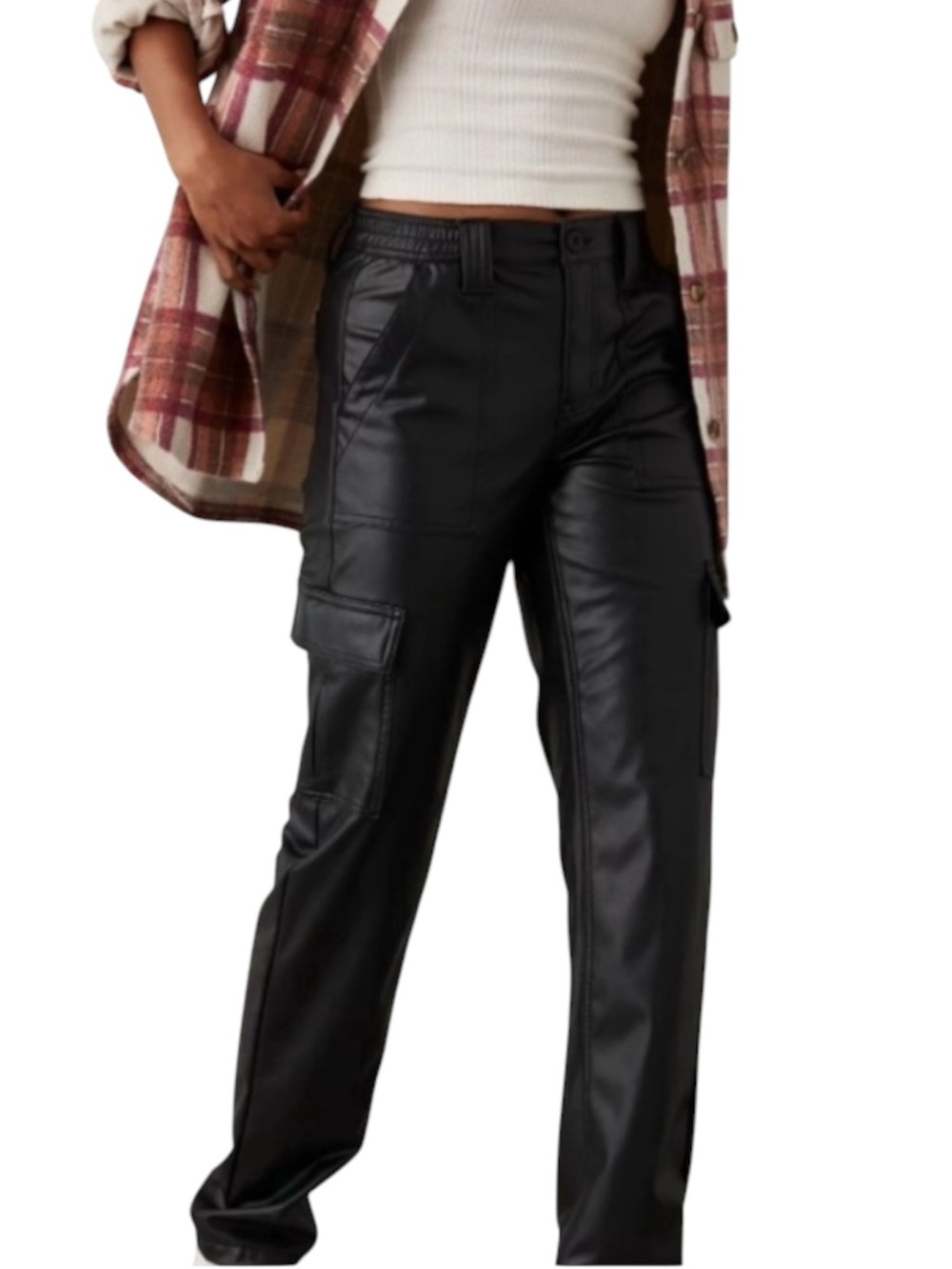 American Eagle Faux Leather Cargo Pants